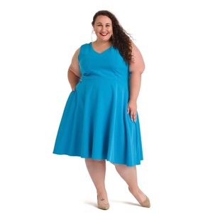 Sleeveless Teal Fit and Flare Dress Lotus Brand